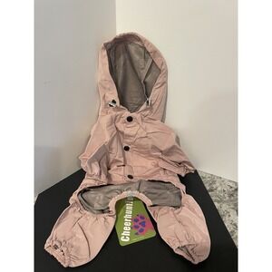 NWT Cheerhunting Reflective Dog Raincoat With Hood Size Small Pink And Gray